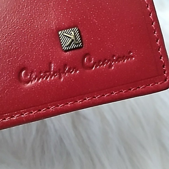 ITALIAN LEATHER WALLET RED LEATHER BIFOLD NEW - Picture 5 of 12